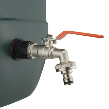 Tap kit with quick-connect outlet and orange lever, fitted to the tank connection