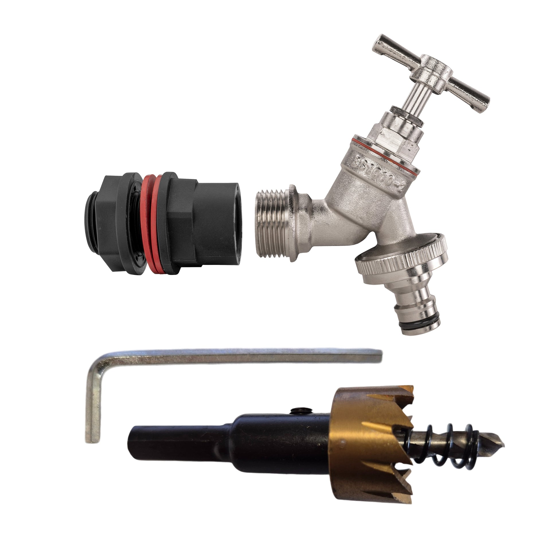 Wasserfass-Kit 1/2" Schnellkupplungstap mit Ventil und Bohrbit