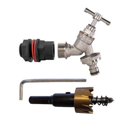 Wasserfass-Kit 1/2" Schnellkupplungstap mit Ventil und Bohrbit