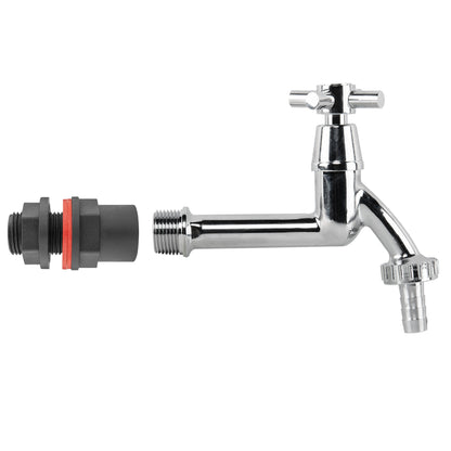 Water butt kit: robinet 1/2" chrome étendu et raccord barb 1/2"