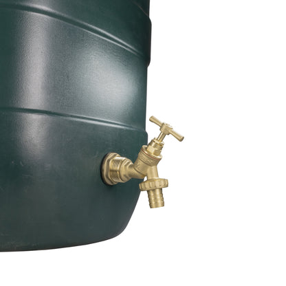 Brass barbed tap outlet kit with shut-off lever and threaded connection piece