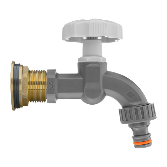Water butt brass tap kit, grey dial and 1" BSP male thread inlet