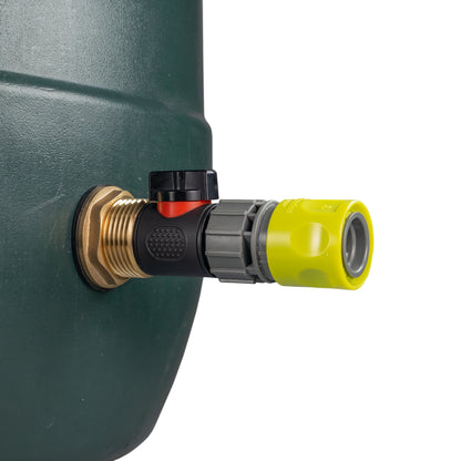 Lime female quick connector on inline valve with brass BSP thread