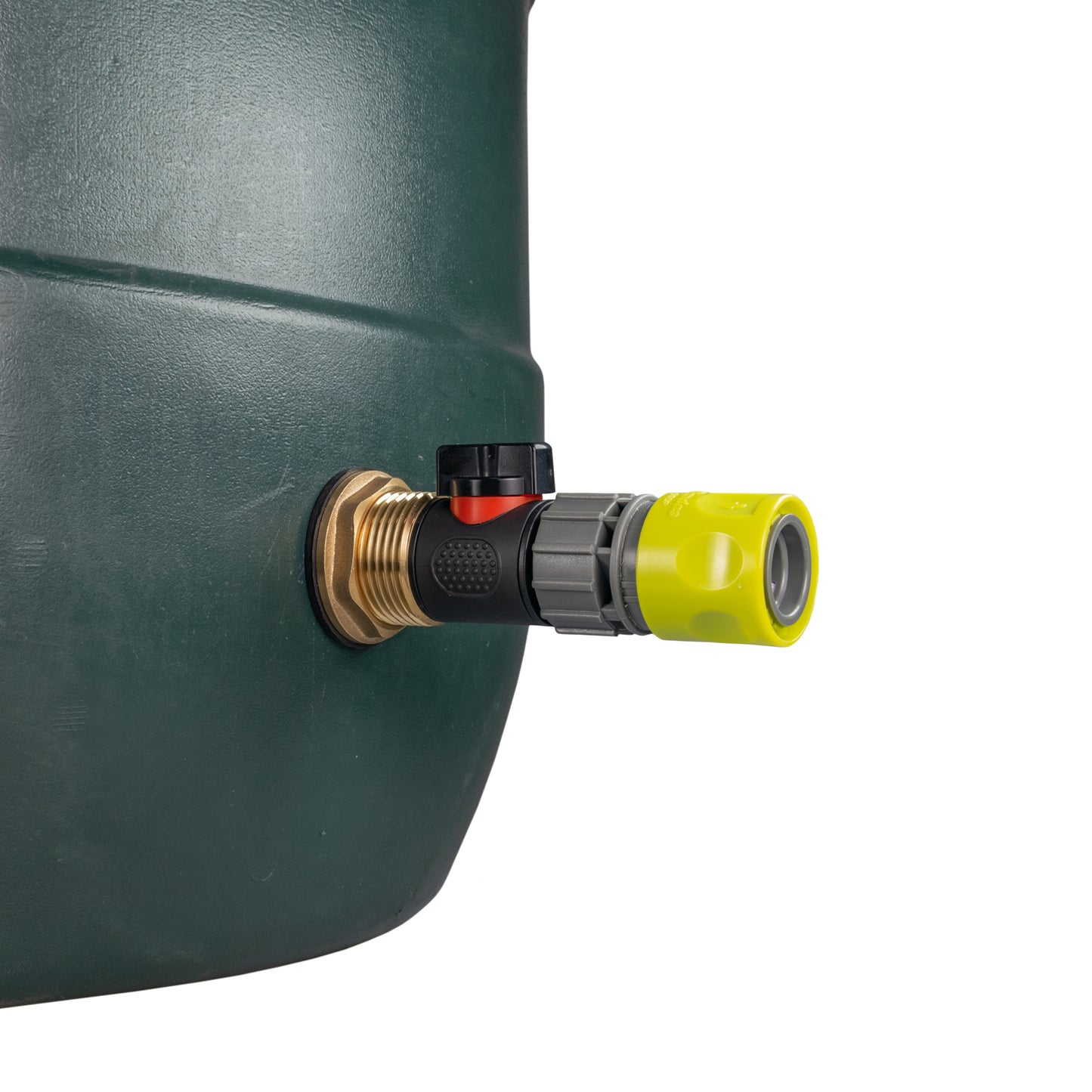 Inline valve tap connector with lime quick connector for water butt inlet