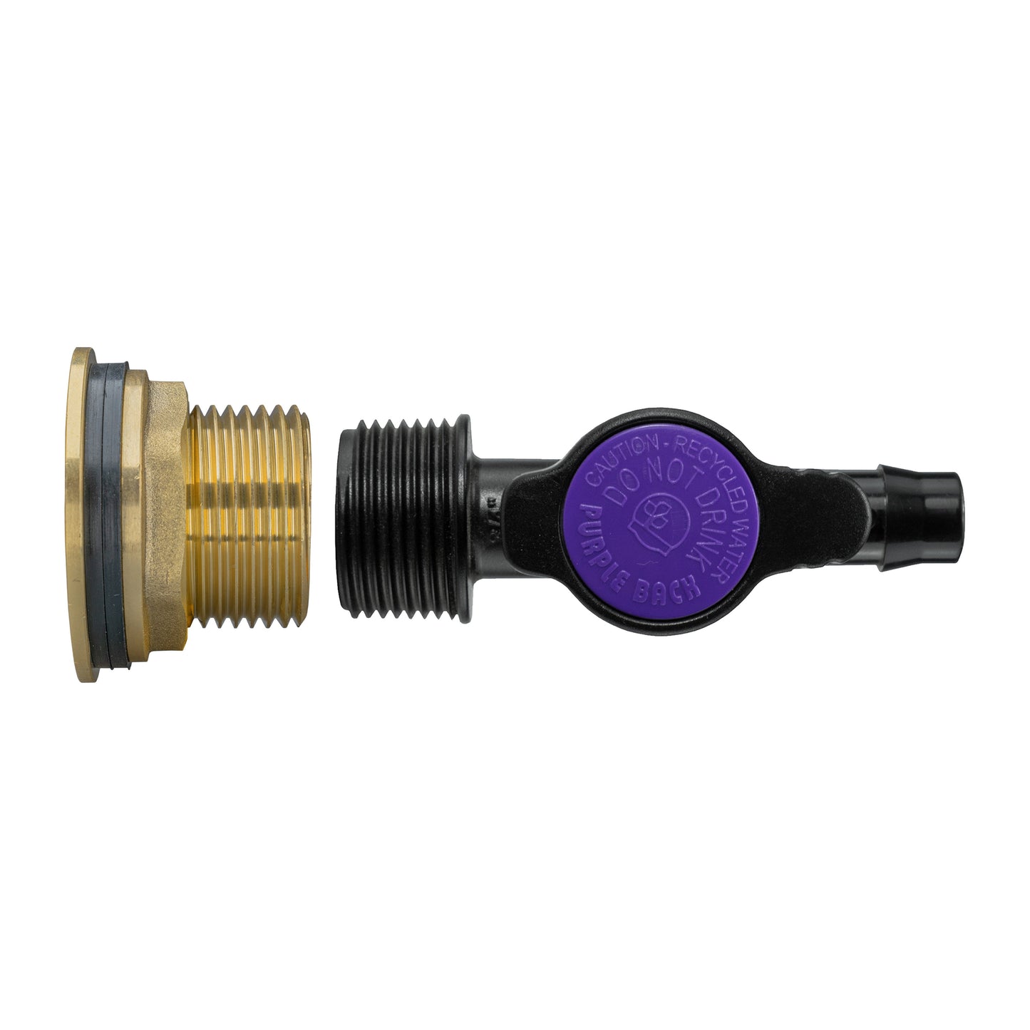 Brass threaded inlet fitting with seal and attached irrigation valve
