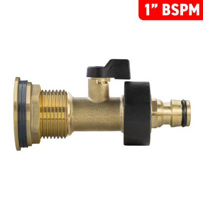 1" BSPM Wasserfass-Ventil mit Messinggehäuse und schwarzem Dreh-/Hebelgriff