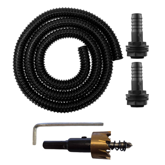 3/4-inch water butt linking kit with coiled hose, 2 adapters, and drill bit