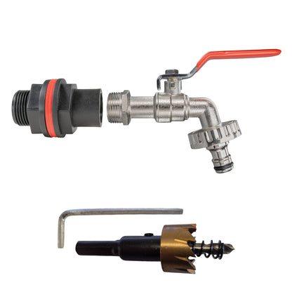 Water butt tap kit: quick-connect lever tap with 3/4" BSPM threaded connector