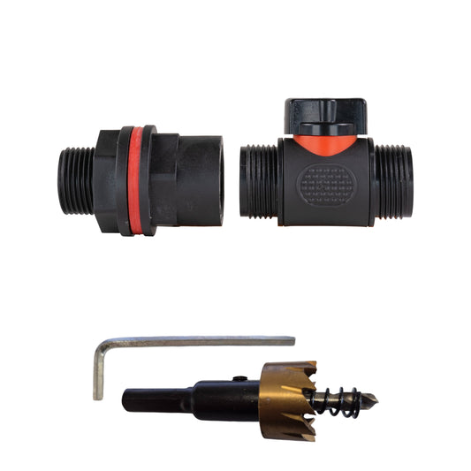 3/4" inline valve adapter kit with orange/red gasket and black BSP threads