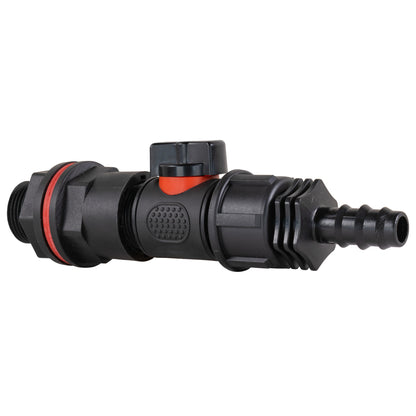 Inline-Ventil-Adapter mit rotem Einsatz und 1/2" Barb-Schlauchanschluss
