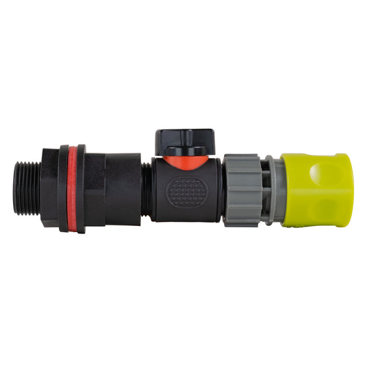 3/4" water butt kit with inline valve and lime female quick connector