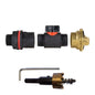 Water butt kit 3/4" inline valve with Geka connector and drill bit, black and brass