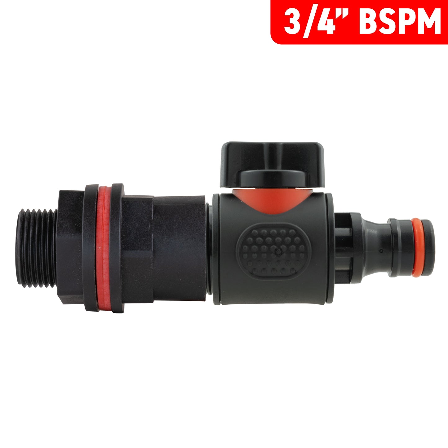 3/4" BSPM water butt kit inline valve with push connector and screw threads