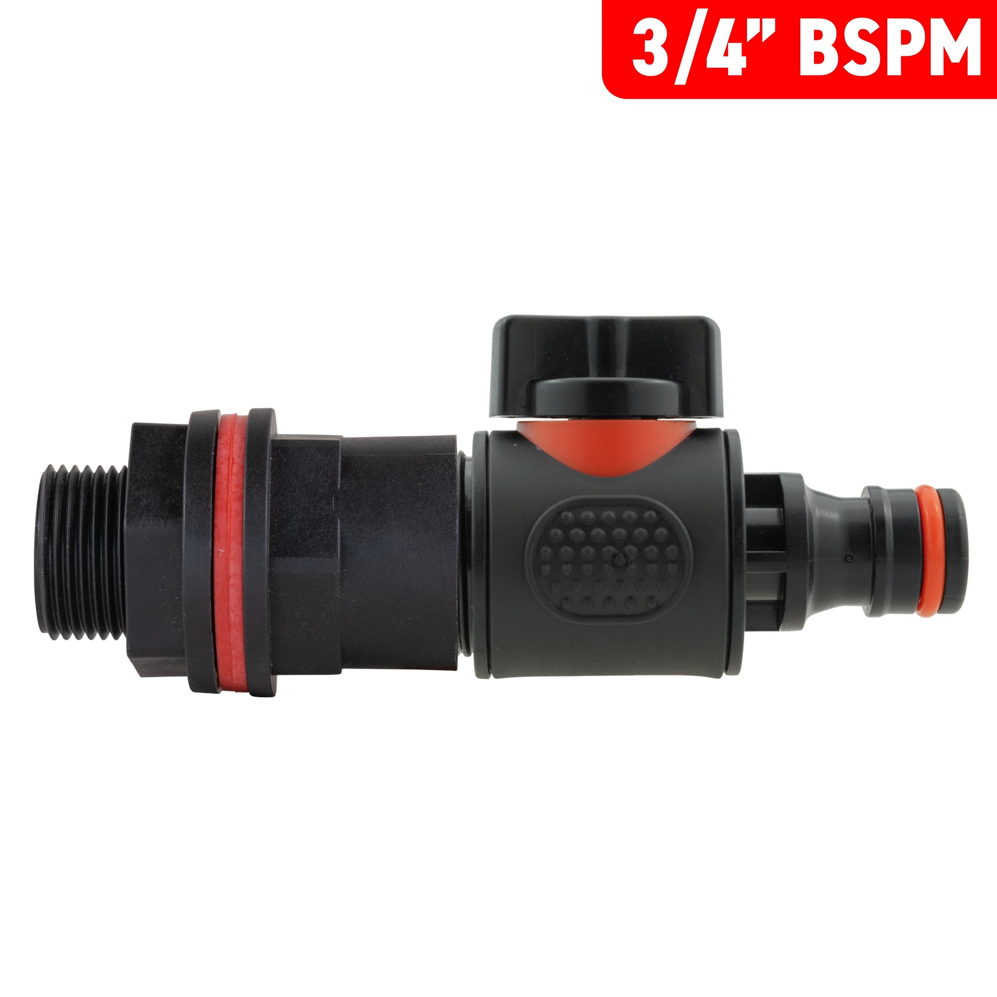 3/4" BSPM water butt kit inline valve with push connector and screw threads