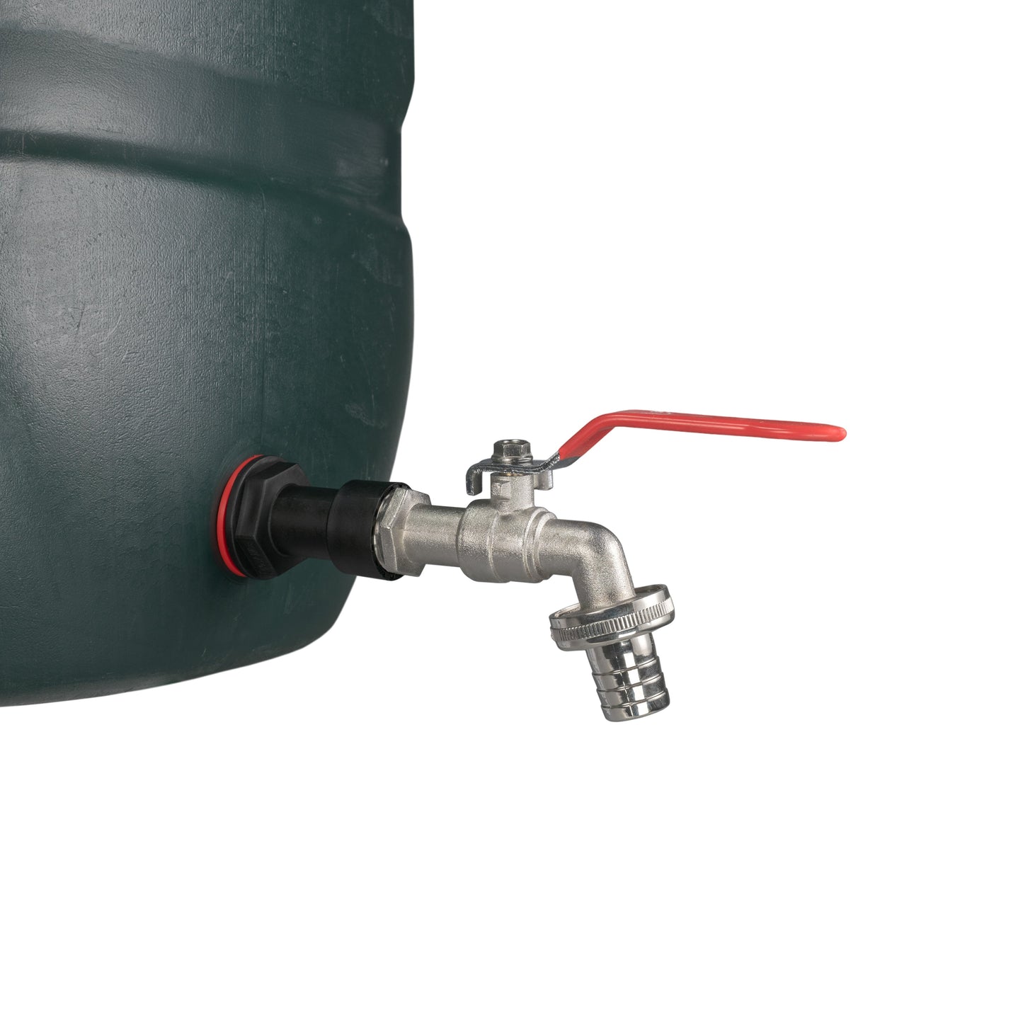 1/2in barbed lever tap outlet fitting with connector to water butt inlet