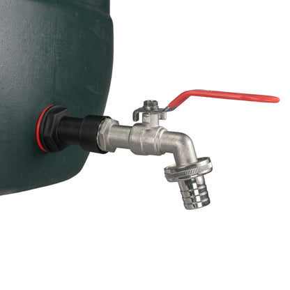 Barbed lever tap outlet fitting on 1/2in extension kit, with red handle