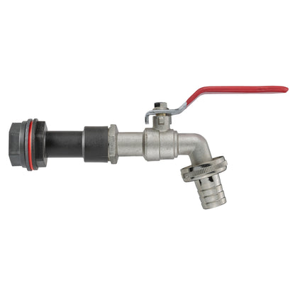 Water butt extension kit with 1/2in barbed lever tap and threaded connector