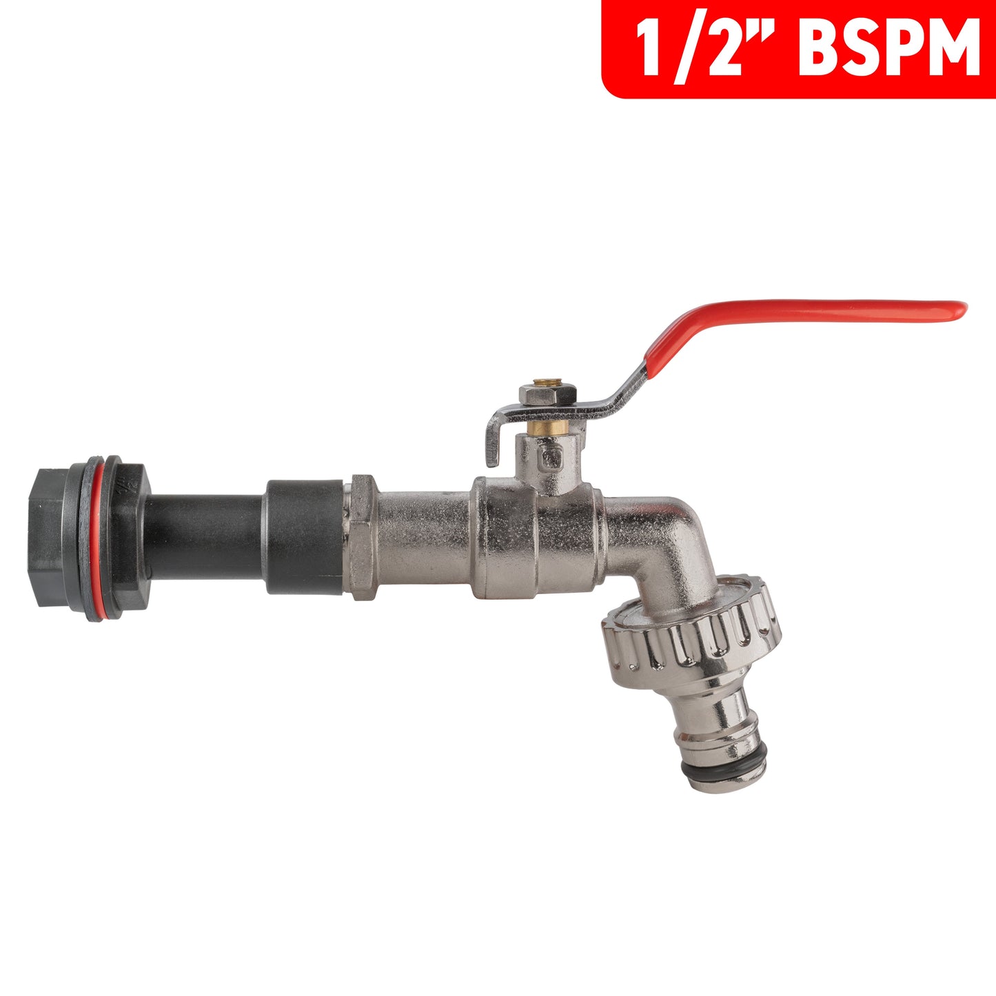 Water butt extension kit lever tap with red handle, 1/2" BSPM inlet