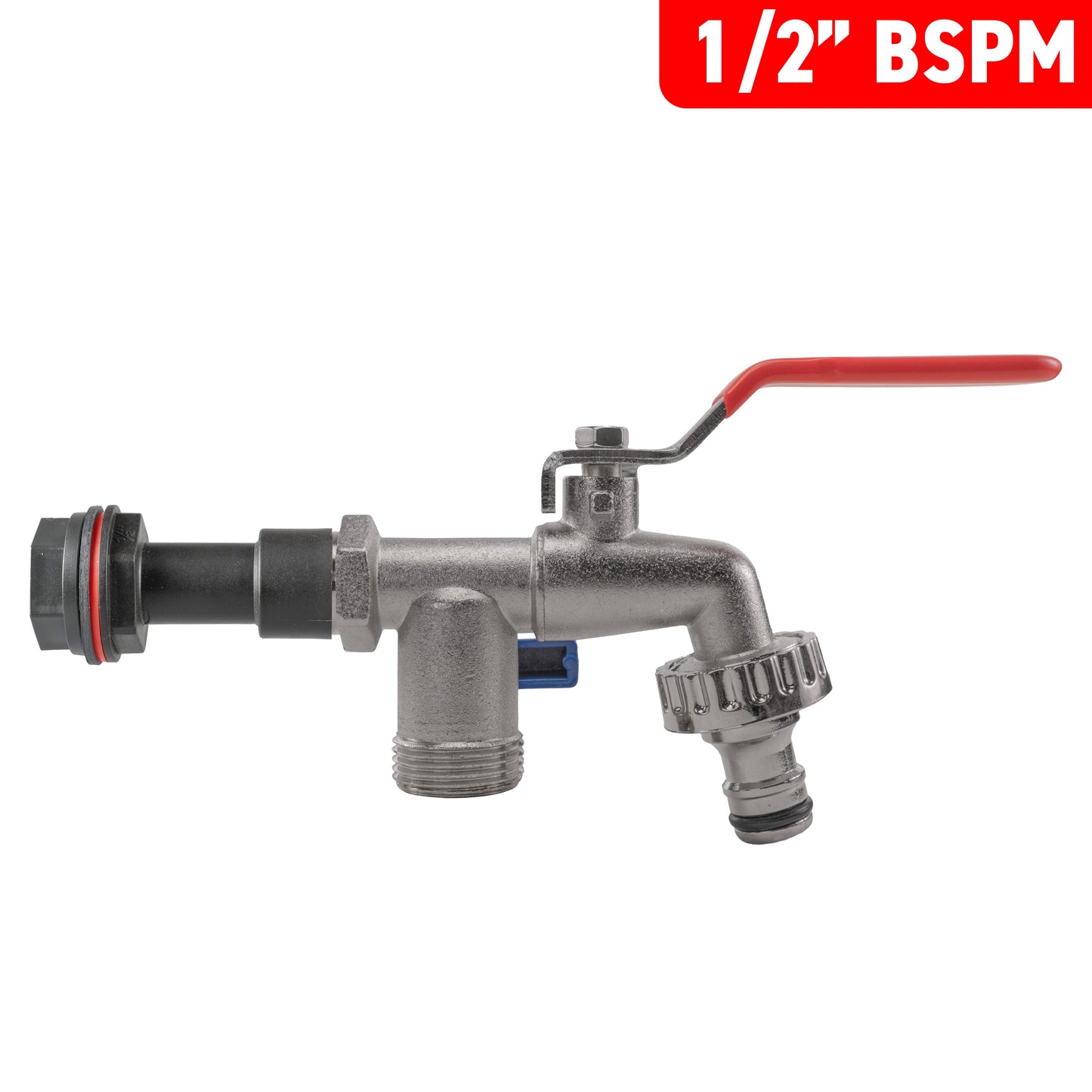 Water butt extension kit 1/2" BSPM double tap, red handle metal valve assembly