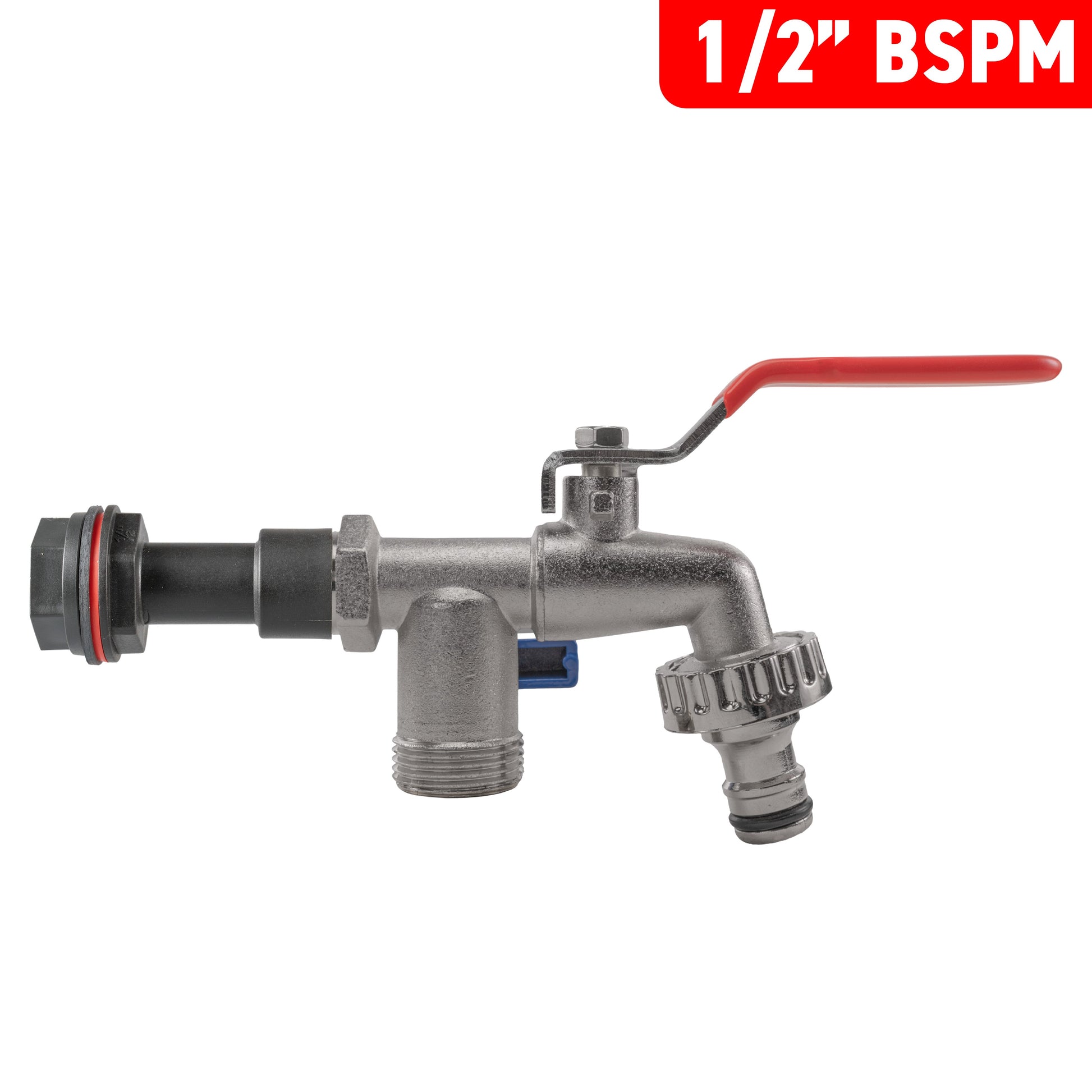 Water butt extension kit 1/2" BSPM double tap, red handle metal valve assembly