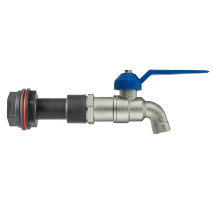 Water butt extension kit with 1/2" BSPM tap and blue lever handle