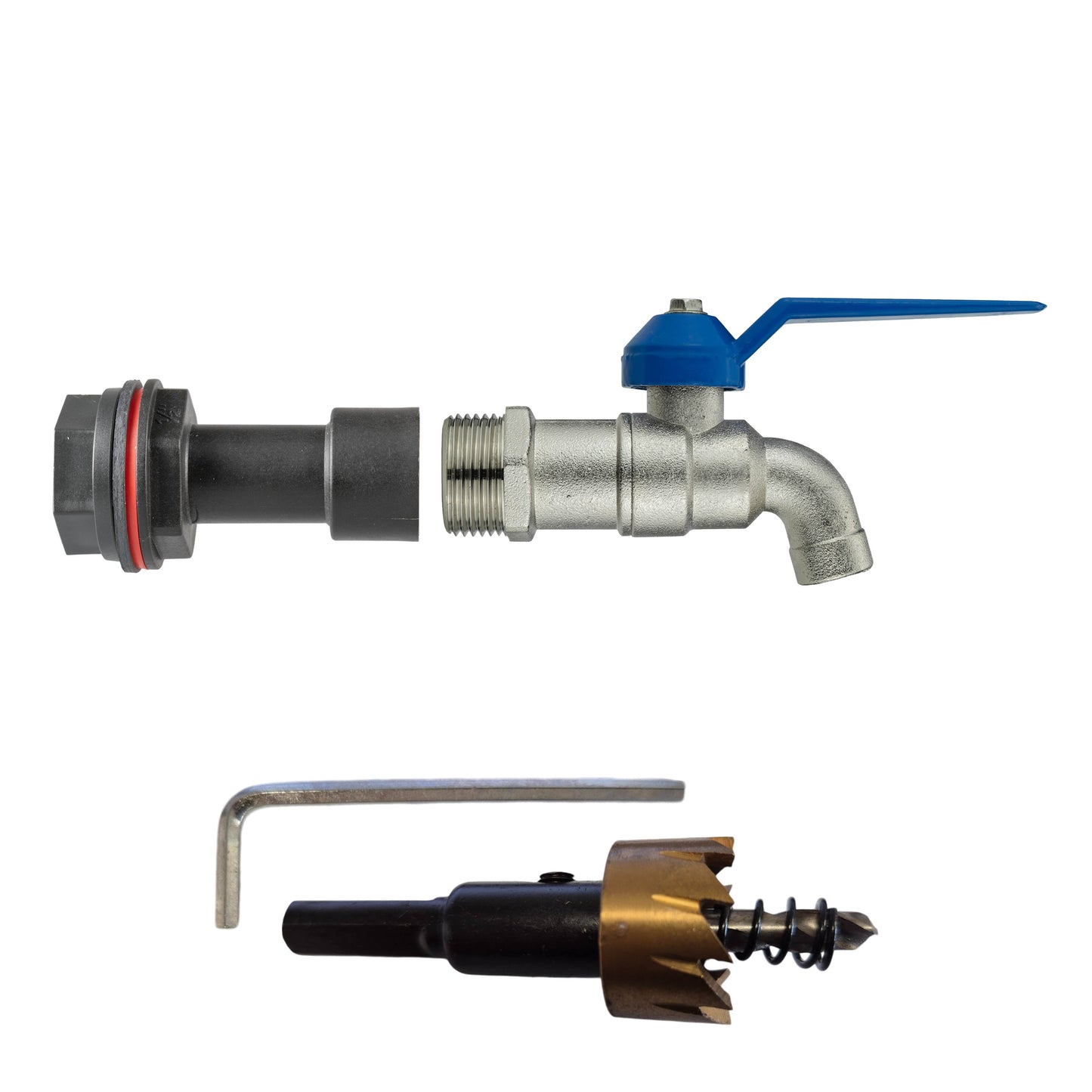 Water butt extension kit: 1/2" lever tap with hose connector and seal ring