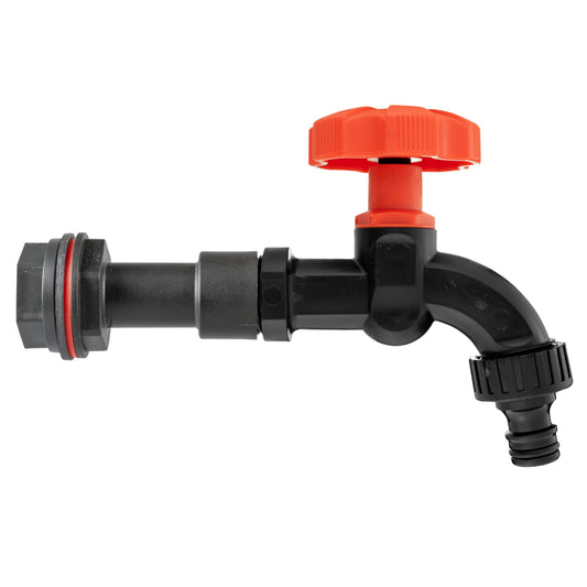 1/2" water butt extension tap kit, black dial, orange handle, hose outlet
