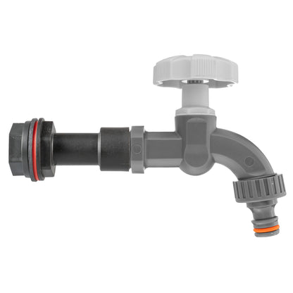 Water Butt Extension Kit 1/2" tap with grey dial, black fittings, orange seal