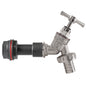 Nickel-plated barbed tap with black 1/2" extension connector and red seal ring