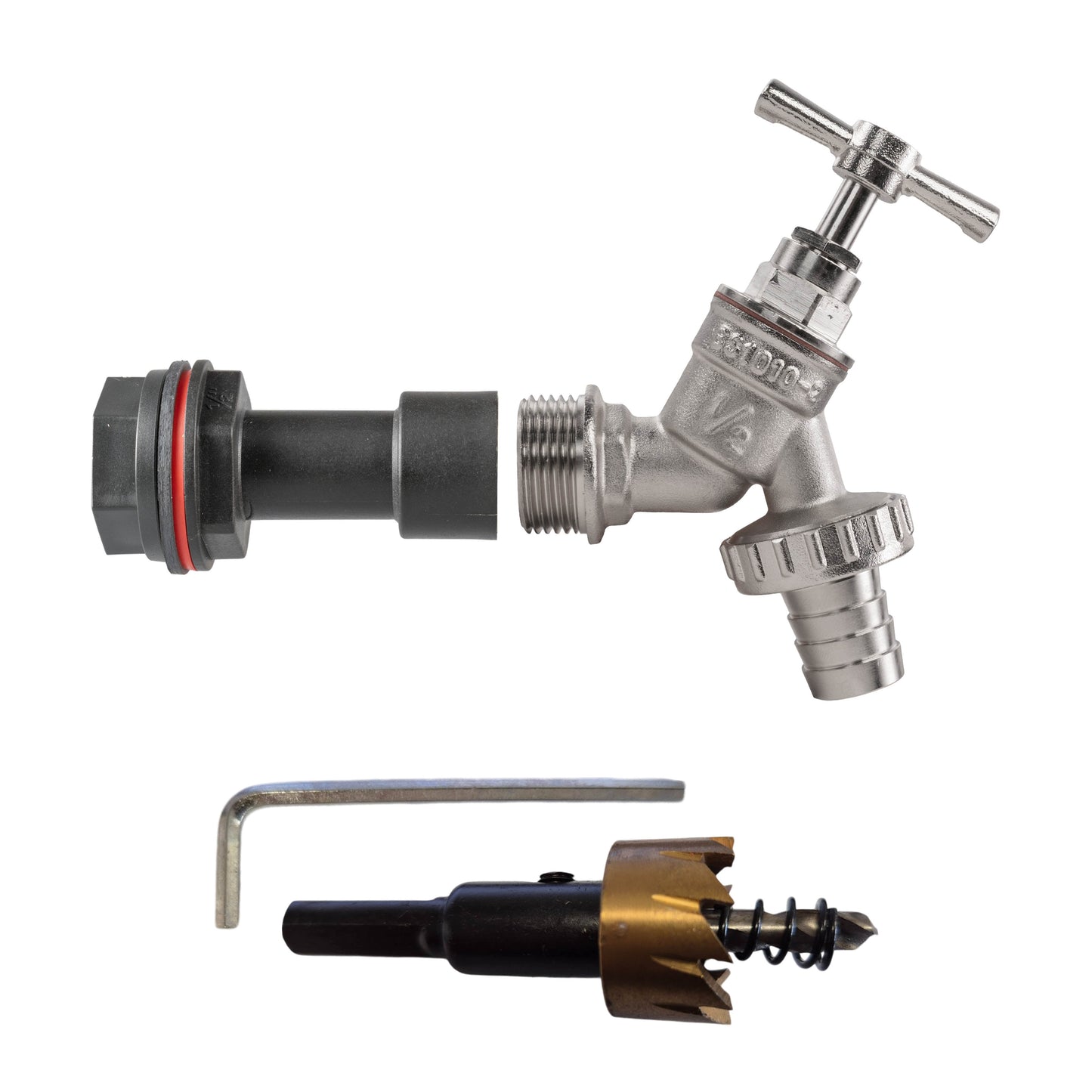 1/2" barb tap extension kit with nickel fittings and drill bit