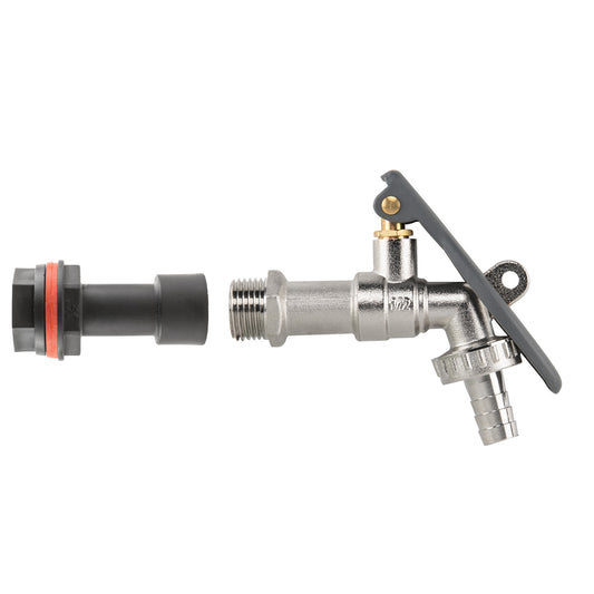 Water butt extension kit with lever tap hose barb and lever lock, 1/2 inch