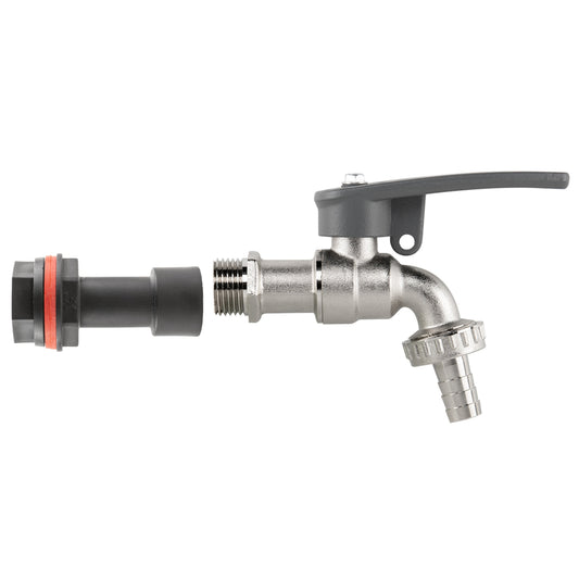 Water butt extension kit 1/2" with lever tap hose barb and side lock