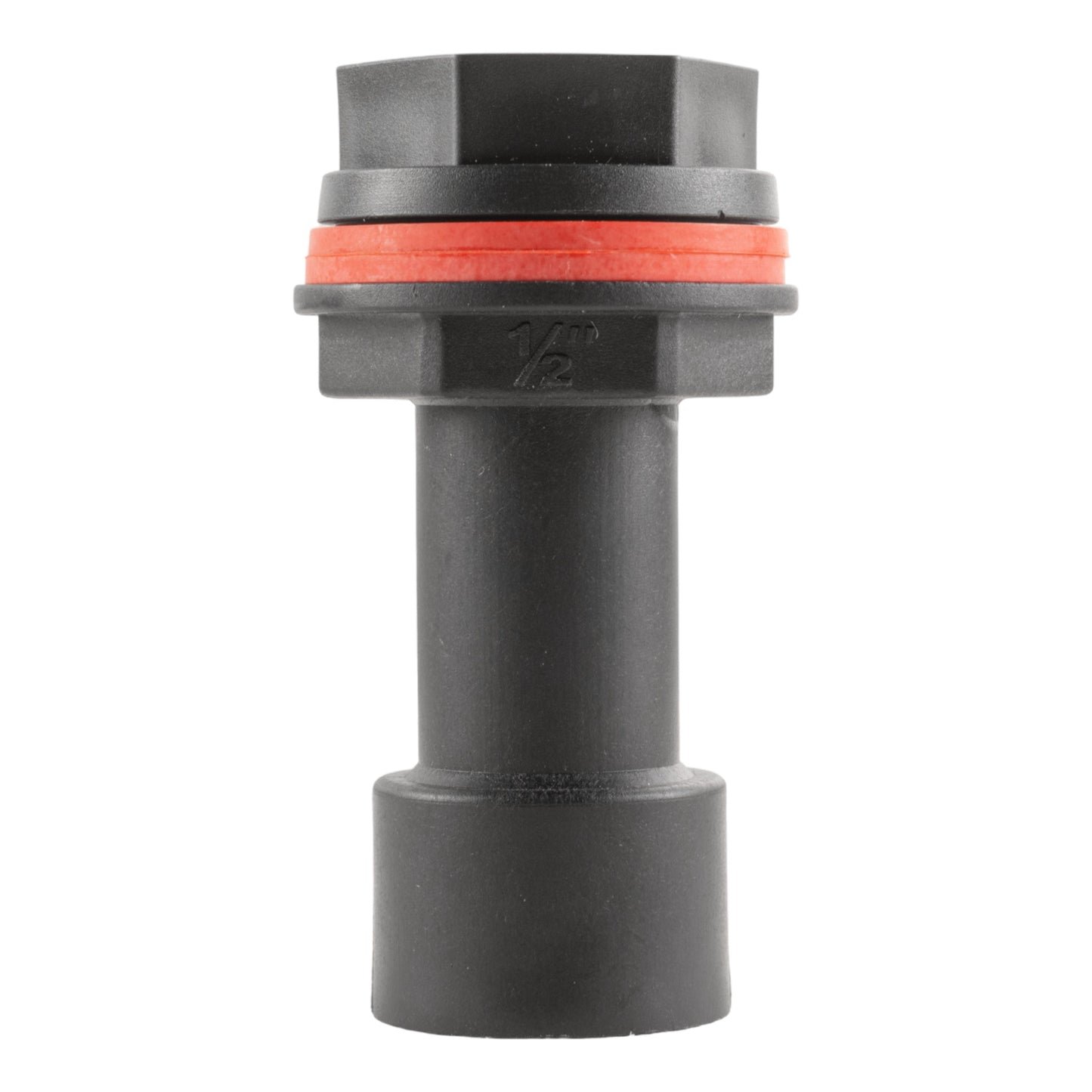 Water butt extension black connector with orange sealing ring