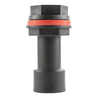 Water butt extension black connector with orange sealing ring