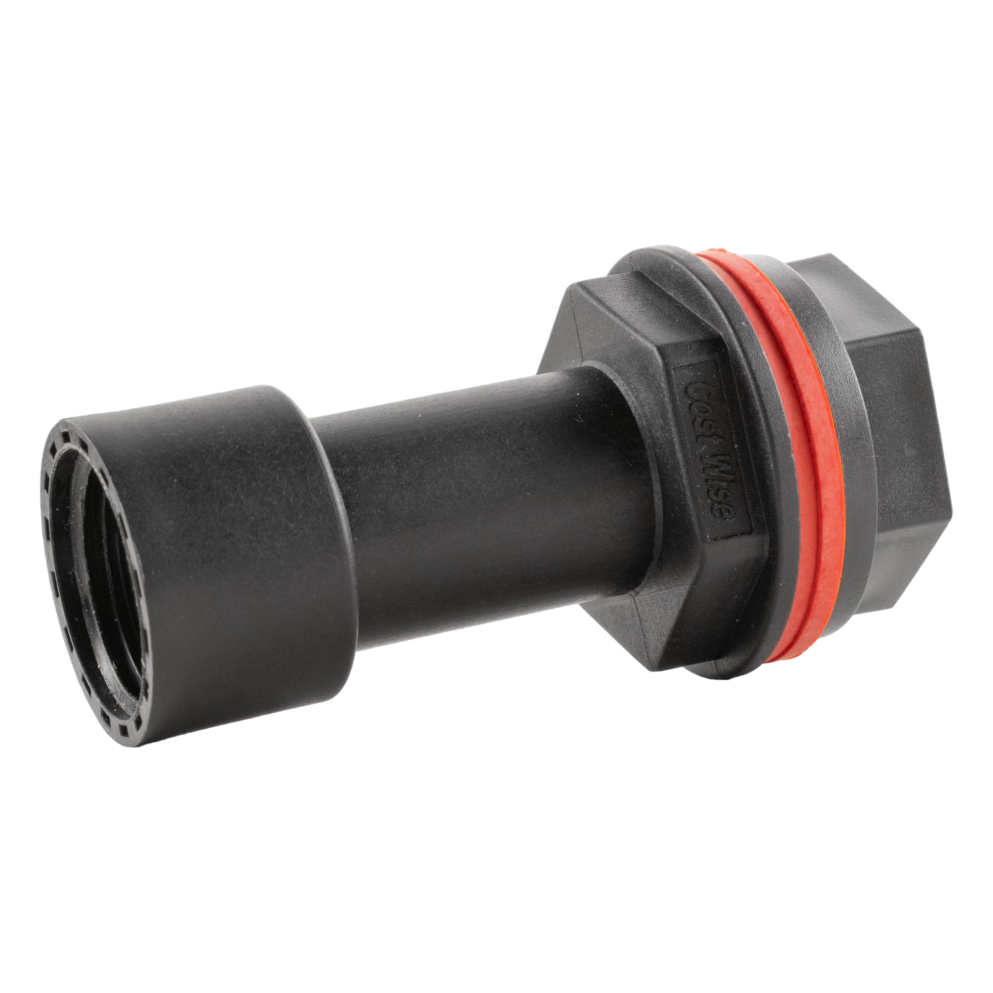 Water butt extension 3/4" BSPM-F, black adapter with orange O-ring seal