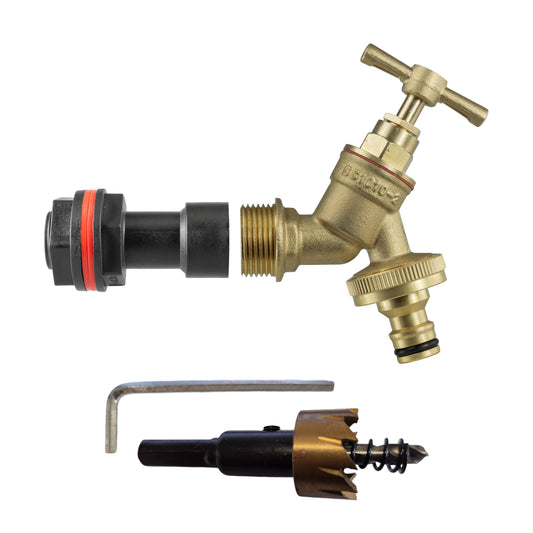 Wasserfass-Adapter-Kit: Messing-Schnellkupplung 3/4" BSP und schwarzer Verlängerungsanschluss