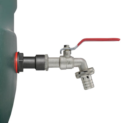 3/4" BSPM lever tap connector with red handle and barbed hose end