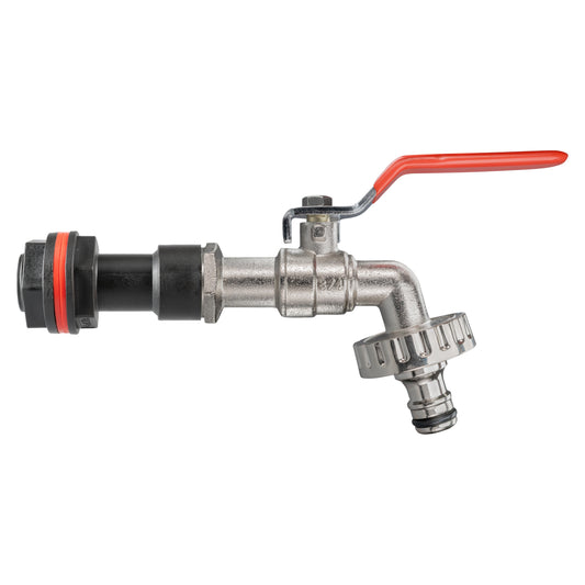 Water butt extension 3/4" quick-connect lever tap, red handle