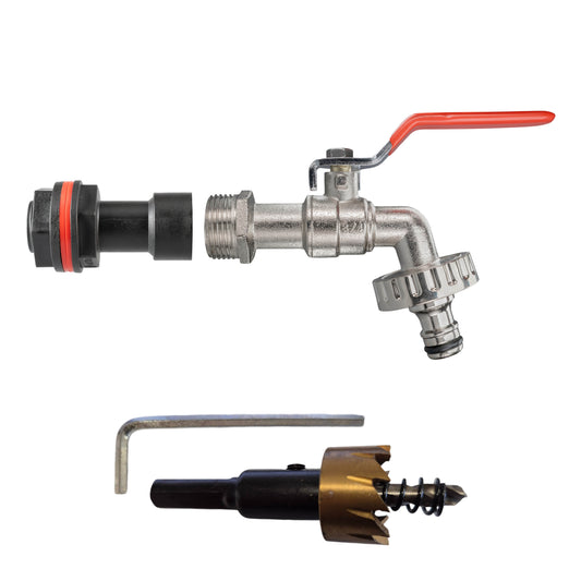 Water butt extension kit 3/4" with quick connect lever tap and connector