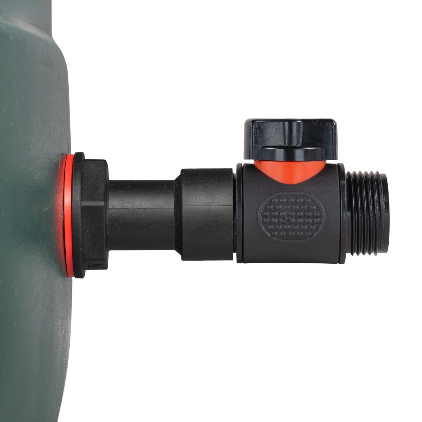 Inline valve connector with red O-ring and threaded 3/4" BSP outlet