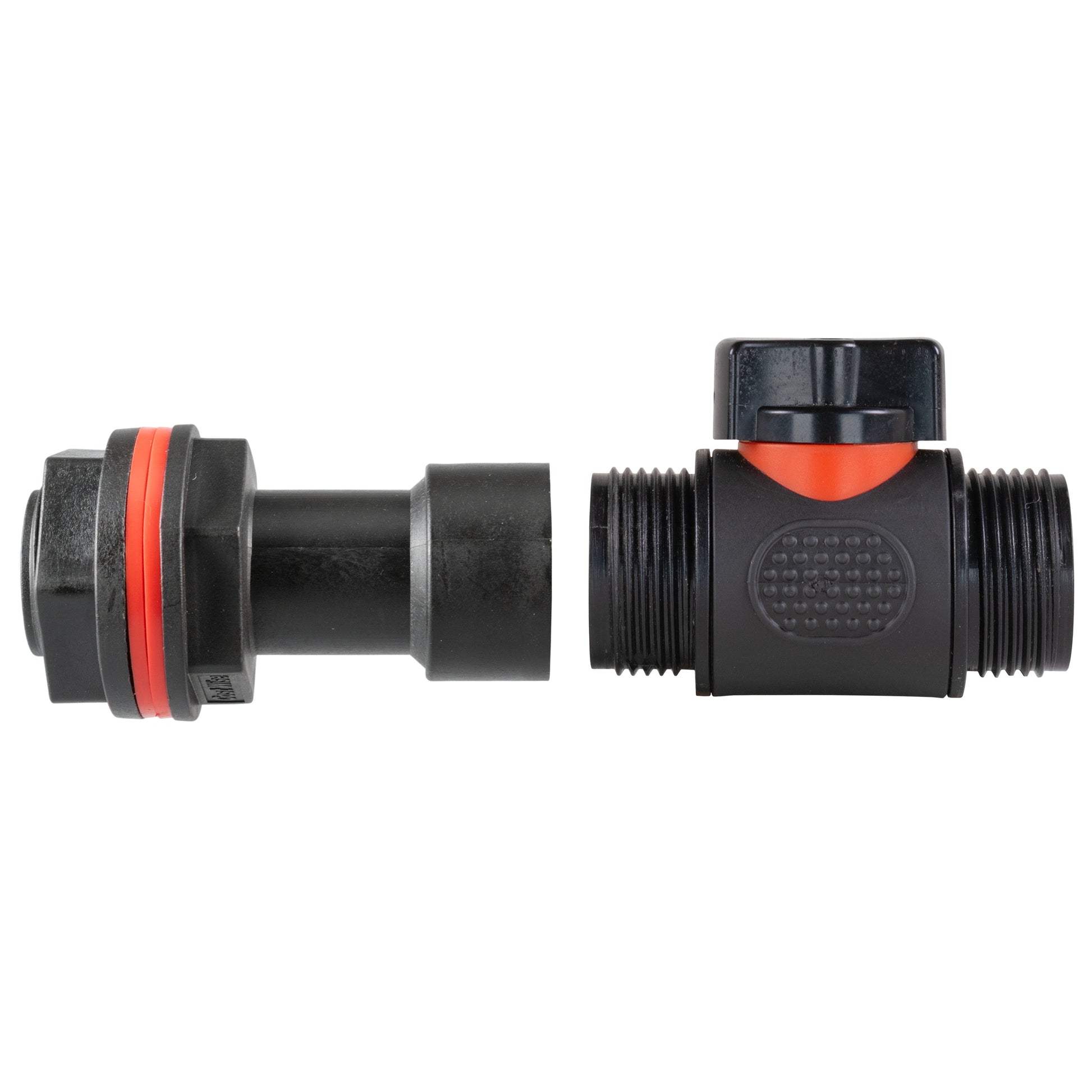 Inline valve with red O-ring washer and male-threaded 3/4" BSP connection