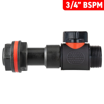 3/4" BSPM inline valve adapter with red seal ring and orange grip