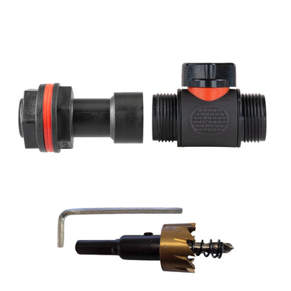 Water butt extension kit inline valve, 3/4" BSP ends and red seal
