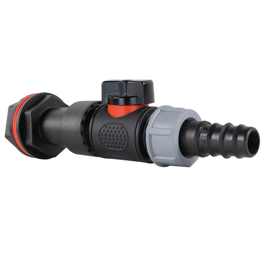 Water butt extension kit: 3/4" BSPM inline valve with 20mm barb