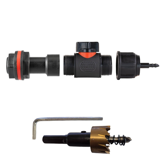 3/4" water butt extension kit with inline valve and 4mm micro barb fitting