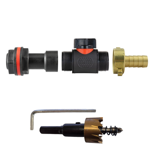 Extension kit with inline valve and brass 1/2" barb fitting (3/4" hose)