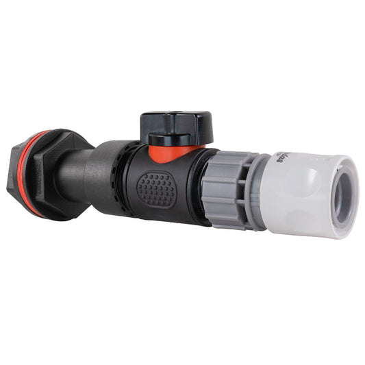 Water butt extension kit with inline valve and female quick connector (3/4" BSPM)