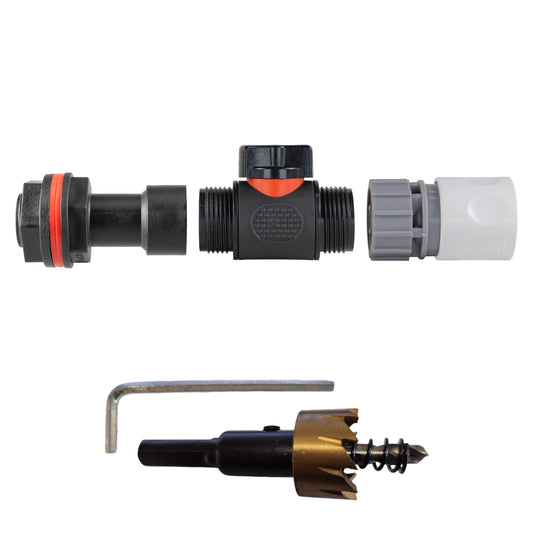 3/4in water butt extension kit: inline valve and female quick connector WL