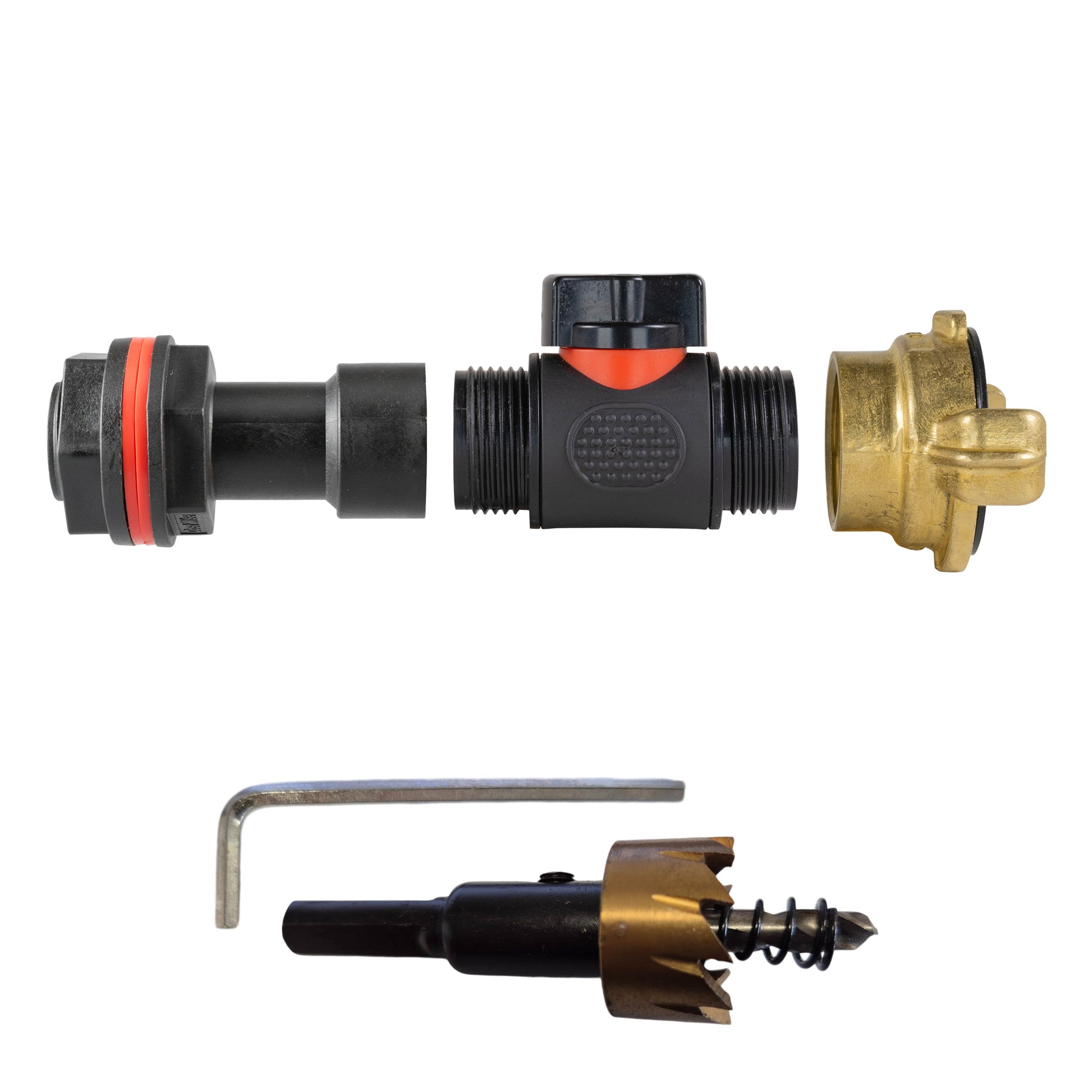 Water butt extension kit with inline valve, 3/4" BSPM and Geka connector