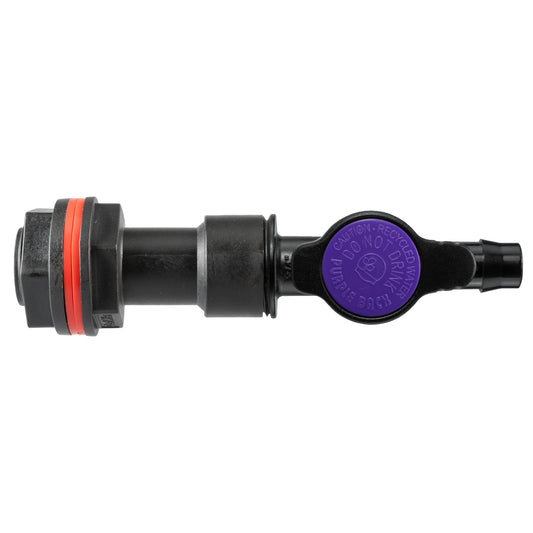 Water Butt Extension Kit 3/4" with 13mm barb valve, black pipe connector with red seal ring